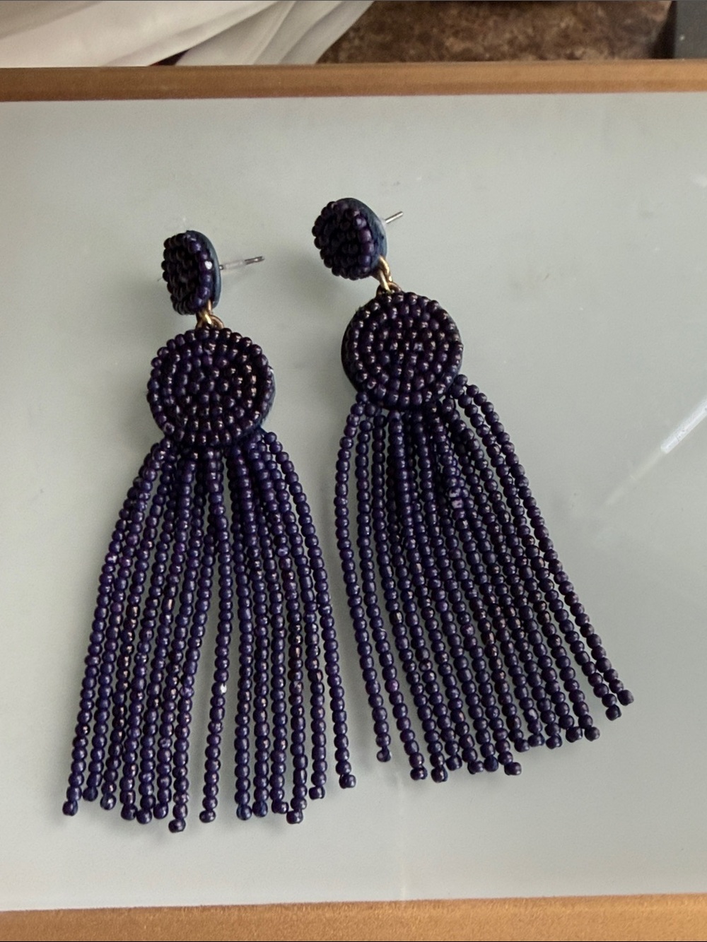JCrew pierced earrings tiny micro purple beads post style round set with beads - Picture 3 of 14
